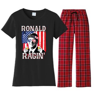 Ronald Ragin 4th Of July Merica Women American Flag Women's Flannel Pajama Set