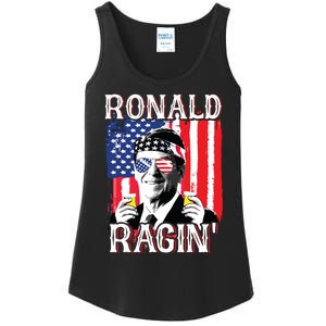 Ronald Ragin 4th Of July Merica Women American Flag Ladies Essential Tank