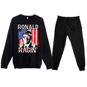 Ronald Ragin 4th Of July Merica Women American Flag Premium Crewneck Sweatsuit Set