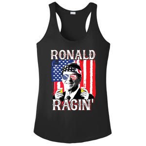 Ronald Ragin 4th Of July Merica Women American Flag Ladies PosiCharge Competitor Racerback Tank