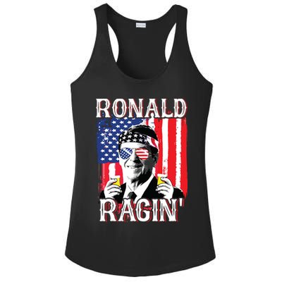 Ronald Ragin 4th Of July Merica Women American Flag Ladies PosiCharge Competitor Racerback Tank