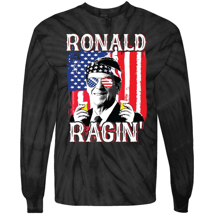 Ronald Ragin 4th Of July Merica Women American Flag Tie-Dye Long Sleeve Shirt