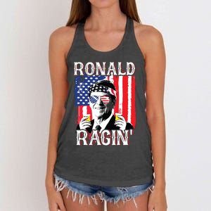 Ronald Ragin 4th Of July Merica Women American Flag Women's Knotted Racerback Tank