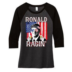 Ronald Ragin 4th Of July Merica Women American Flag Women's Tri-Blend 3/4-Sleeve Raglan Shirt