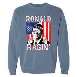 Ronald Ragin 4th Of July Merica Women American Flag Garment-Dyed Sweatshirt