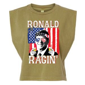 Ronald Ragin 4th Of July Merica Women American Flag Garment-Dyed Women's Muscle Tee