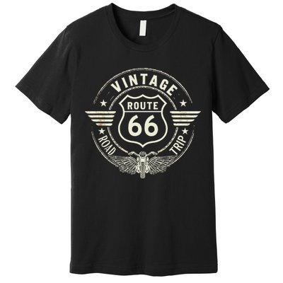 Retro Route 66 Road Trip Vintage Adventure Premium T-Shirt