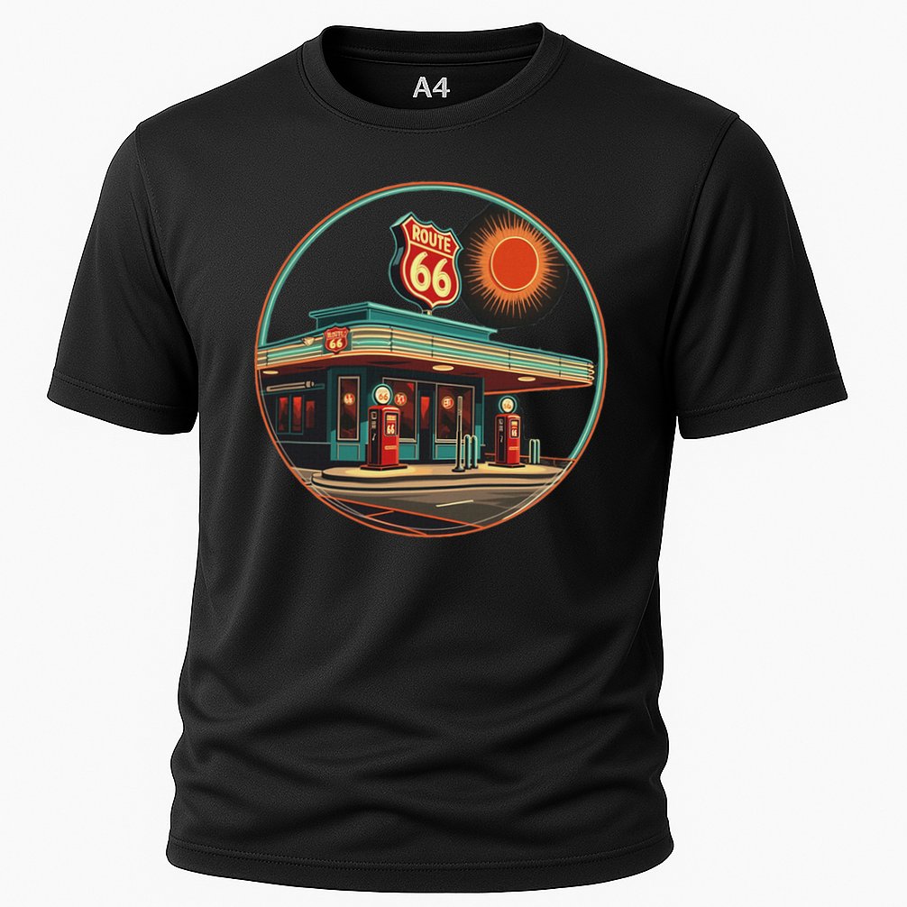 Retro Route 66 Road Trip Vintage Adventure Cooling Performance Crew T-Shirt