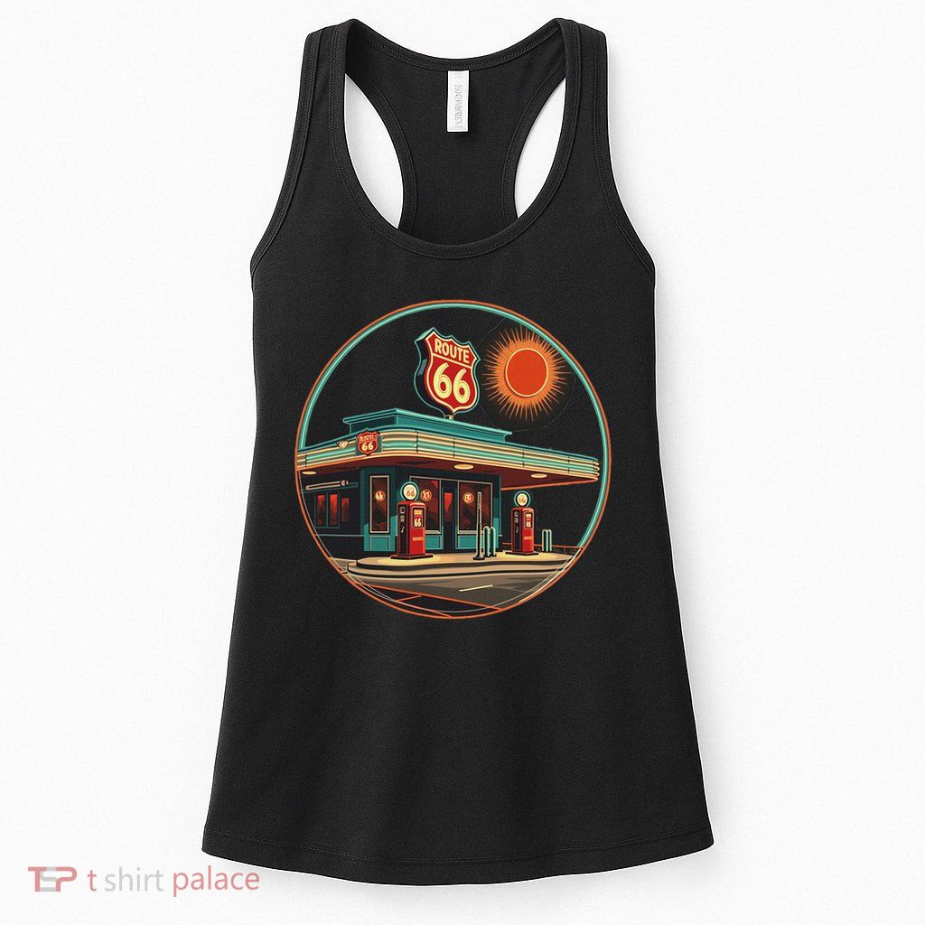 Retro Route 66 Road Trip Vintage Adventure Womens Tank Top