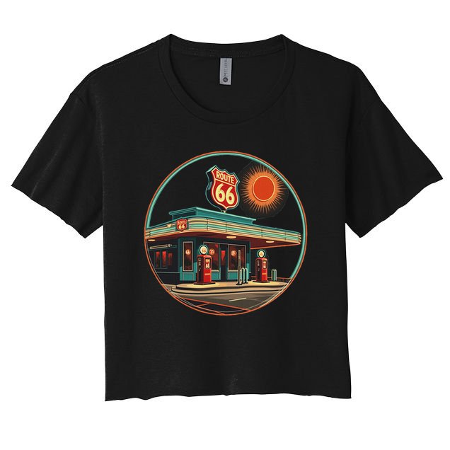 Retro Route 66 Road Trip Vintage Adventure Crop Top