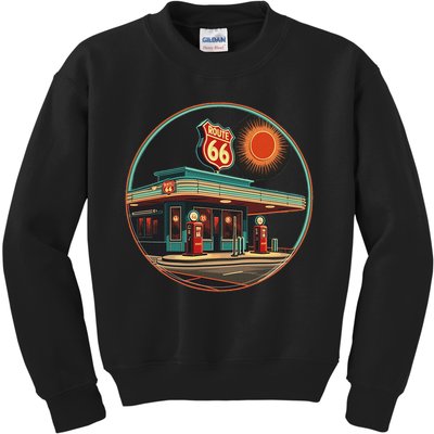 Retro Route 66 Road Trip Vintage Adventure Kids Sweatshirt