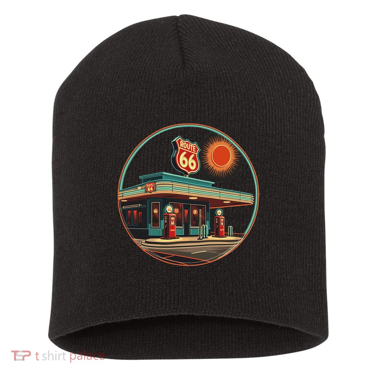 Retro Route 66 Road Trip Vintage Adventure Short Acrylic Beanie