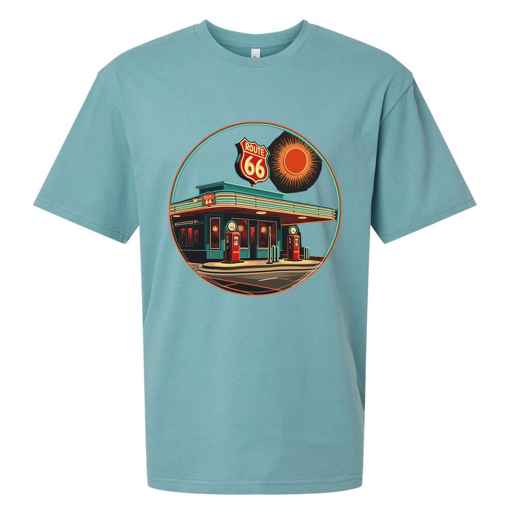 Retro Route 66 Road Trip Vintage Adventure Sueded Cloud Jersey T-Shirt