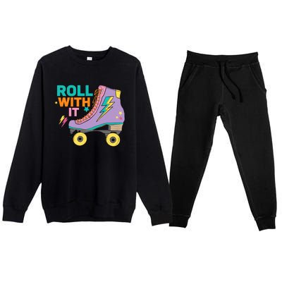 Retro Rollerskates 80S Derby Roller Skating For Teen Girl Premium Crewneck Sweatsuit Set