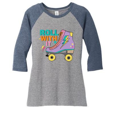 Retro Rollerskates 80S Derby Roller Skating For Teen Girl Women's Tri-Blend 3/4-Sleeve Raglan Shirt