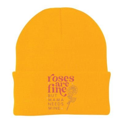 Retro Roses Are Fine But Mama Needs Wine Valentine's Day Knit Cap Winter Beanie