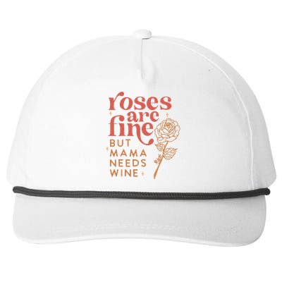 Retro Roses Are Fine But Mama Needs Wine Valentine's Day Snapback Five-Panel Rope Hat