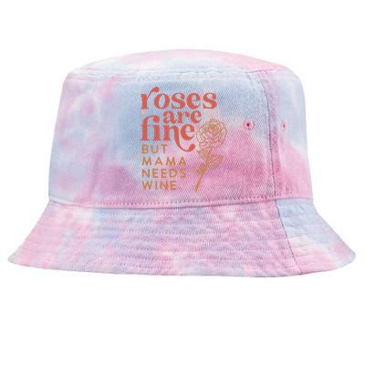 Retro Roses Are Fine But Mama Needs Wine Valentine's Day Tie-Dyed Bucket Hat