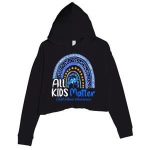 Retro Rainbow All Matter Pinwheel Abuse Awareness Cool Gift Crop Fleece Hoodie