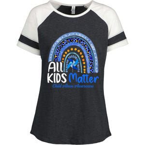 Retro Rainbow All Matter Pinwheel Abuse Awareness Cool Gift Enza Ladies Jersey Colorblock Tee