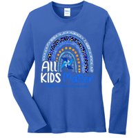 Retro Rainbow All Matter Pinwheel Abuse Awareness Cool Gift Ladies Long Sleeve Shirt