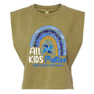 Retro Rainbow All Matter Pinwheel Abuse Awareness Cool Gift Garment-Dyed Women's Muscle Tee