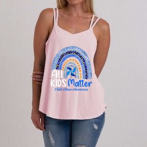 Retro Rainbow All Matter Pinwheel Abuse Awareness Cool Gift Women's Strappy Tank