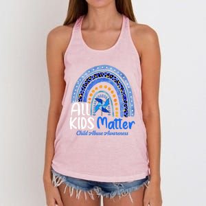 Retro Rainbow All Matter Pinwheel Abuse Awareness Cool Gift Women's Knotted Racerback Tank