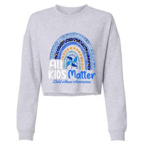 Retro Rainbow All Matter Pinwheel Abuse Awareness Cool Gift Cropped Pullover Crew