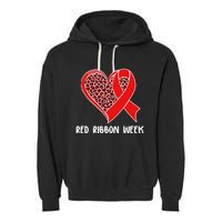 Red Ribbon Awareness Week Leopard Print Heart Garment-Dyed Fleece Hoodie