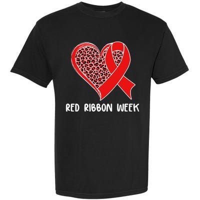 Red Ribbon Awareness Week Leopard Print Heart Garment-Dyed Heavyweight T-Shirt