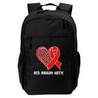 Red Ribbon Awareness Week Leopard Print Heart Backpack