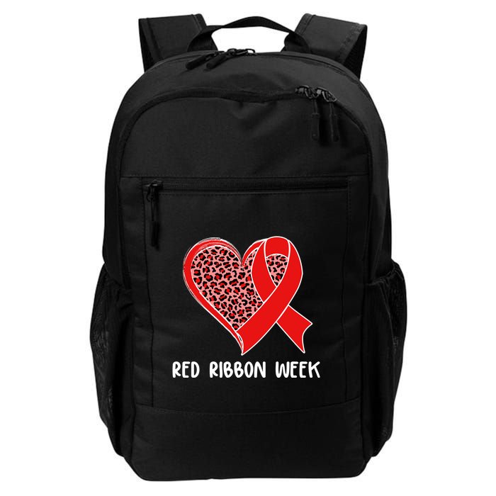 Red Ribbon Awareness Week Leopard Print Heart Backpack