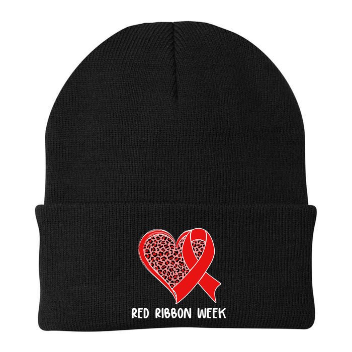 Red Ribbon Awareness Week Leopard Print Heart Beanie