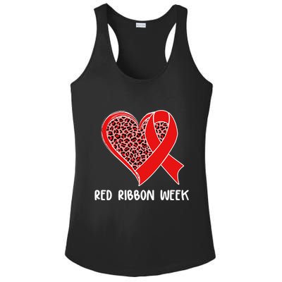 Red Ribbon Awareness Week Leopard Print Heart Ladies PosiCharge Competitor Racerback Tank