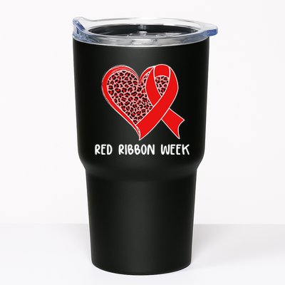 Red Ribbon Awareness Week Leopard Print Heart Tumbler