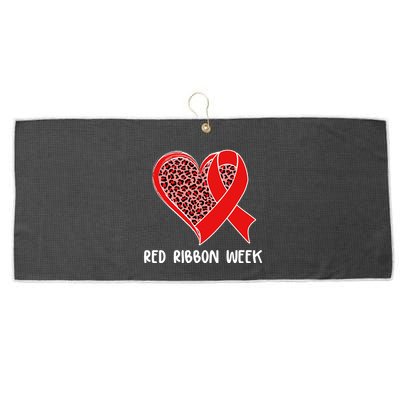 Red Ribbon Awareness Week Leopard Print Heart Large Microfiber Waffle Golf Towel