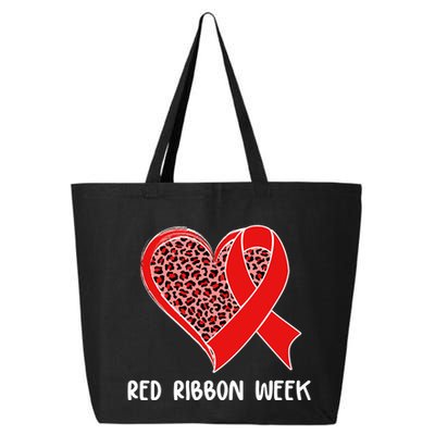 Red Ribbon Awareness Week Leopard Print Heart 25L Jumbo Tote