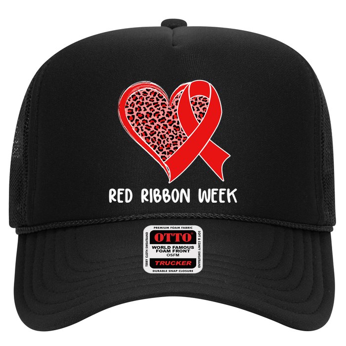 Red Ribbon Awareness Week Leopard Print Heart Trucker Hat