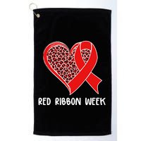 Red Ribbon Awareness Week Leopard Print Heart Golf Towel