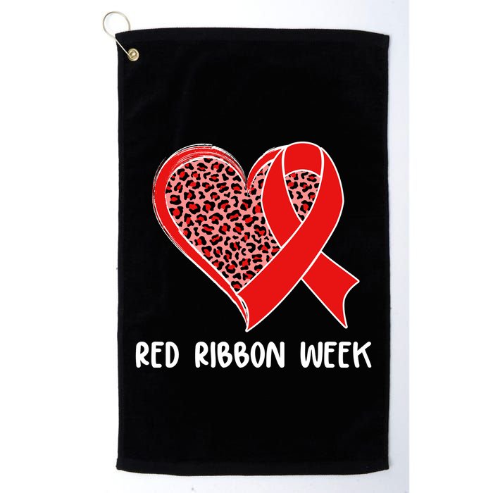 Red Ribbon Awareness Week Leopard Print Heart Golf Towel