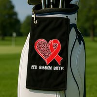 Red Ribbon Awareness Week Leopard Print Heart Golf Towel