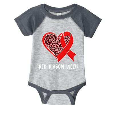 Red Ribbon Awareness Week Leopard Print Heart Infant Baby Jersey Bodysuit