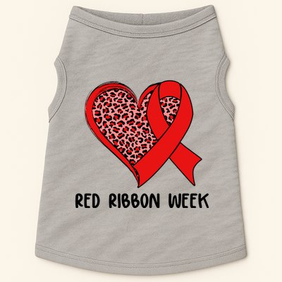 Red Ribbon Awareness Week Leopard Print Heart Doggie Tank