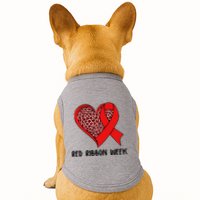 Red Ribbon Awareness Week Leopard Print Heart Doggie Tank