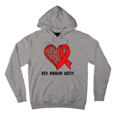 Red Ribbon Awareness Week Leopard Print Heart Hoodie