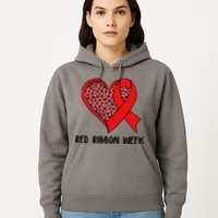 Red Ribbon Awareness Week Leopard Print Heart Hoodie