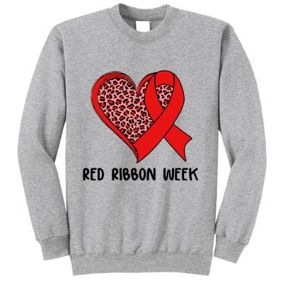 Red Ribbon Awareness Week Leopard Print Heart Sweatshirt