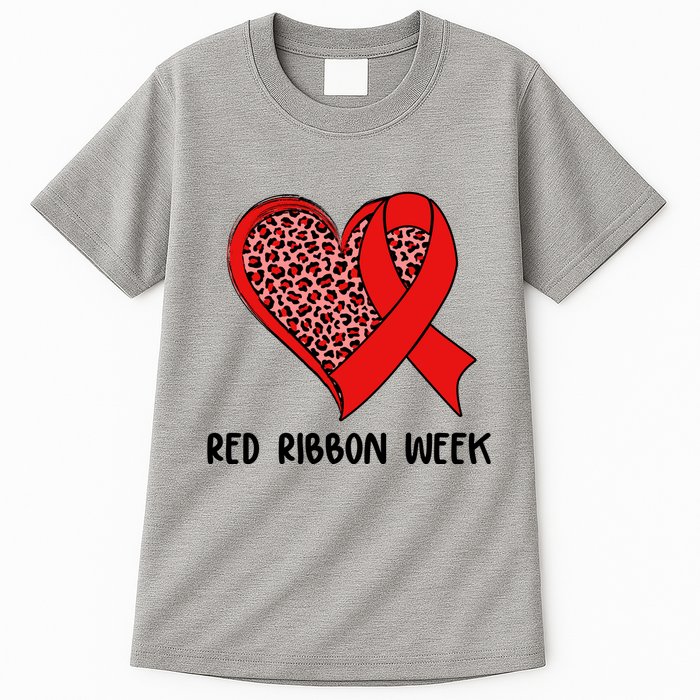 Red Ribbon Awareness Week Leopard Print Heart Tall T-Shirt