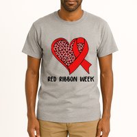 Red Ribbon Awareness Week Leopard Print Heart Tall T-Shirt